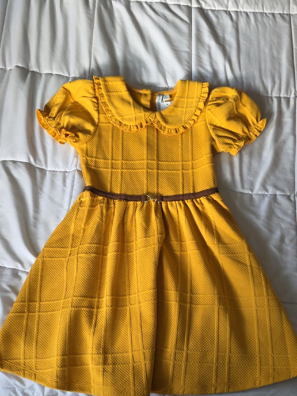 Janie and Jack Mustard Textured Peter Pan Collar Dress